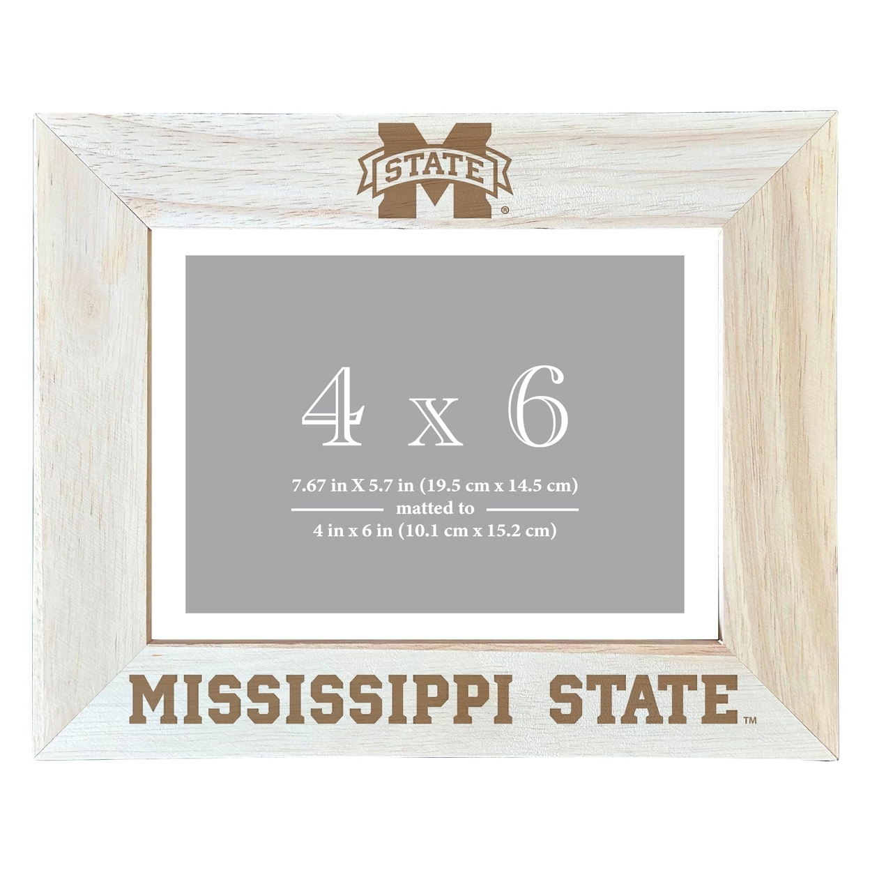 Mississippi State Bulldogs Wooden Photo Frame Matted To 4 X 6 Inch - Etched