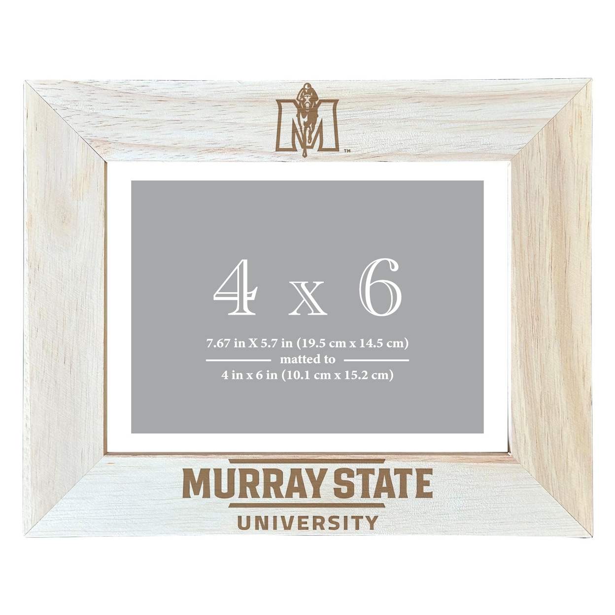 Murray State University Wooden Photo Frame Matted To 4 X 6 Inch - Etched