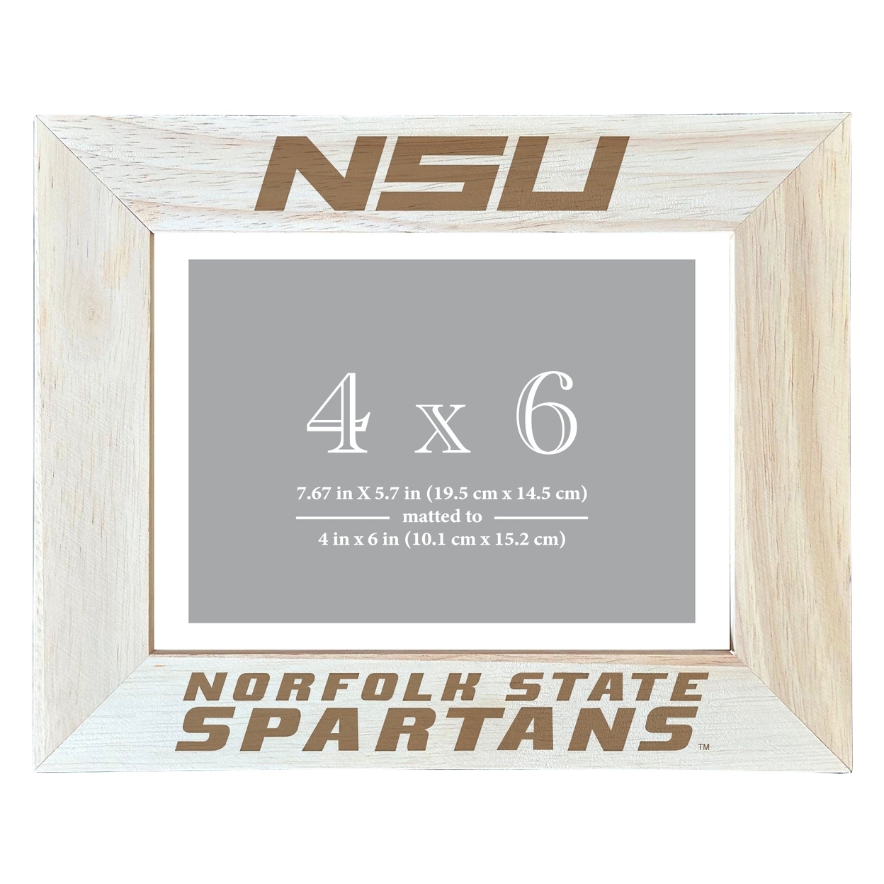 Norfolk State University Wooden Photo Frame Matted To 4 X 6 Inch - Etched