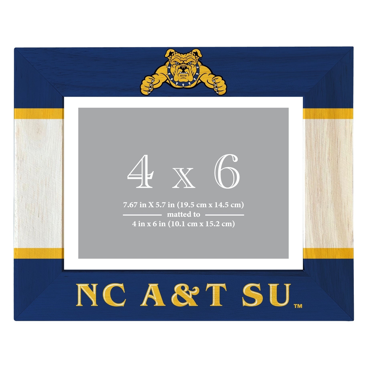 North Carolina A&T State Aggies Wooden Photo Frame Matted To 4 X 6 Inch - Printed