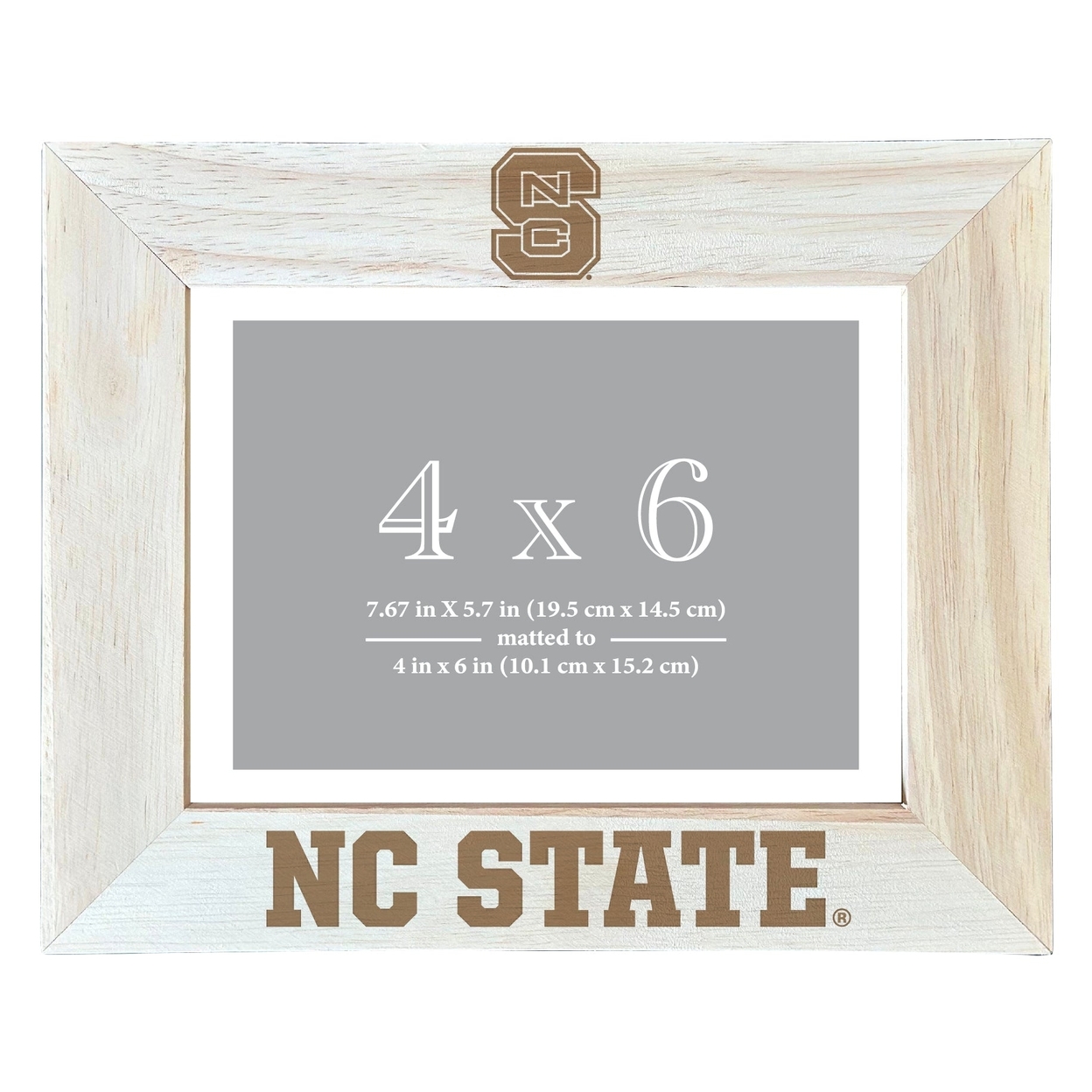 NC State Wolfpack Wooden Photo Frame Matted To 4 X 6 Inch - Etched