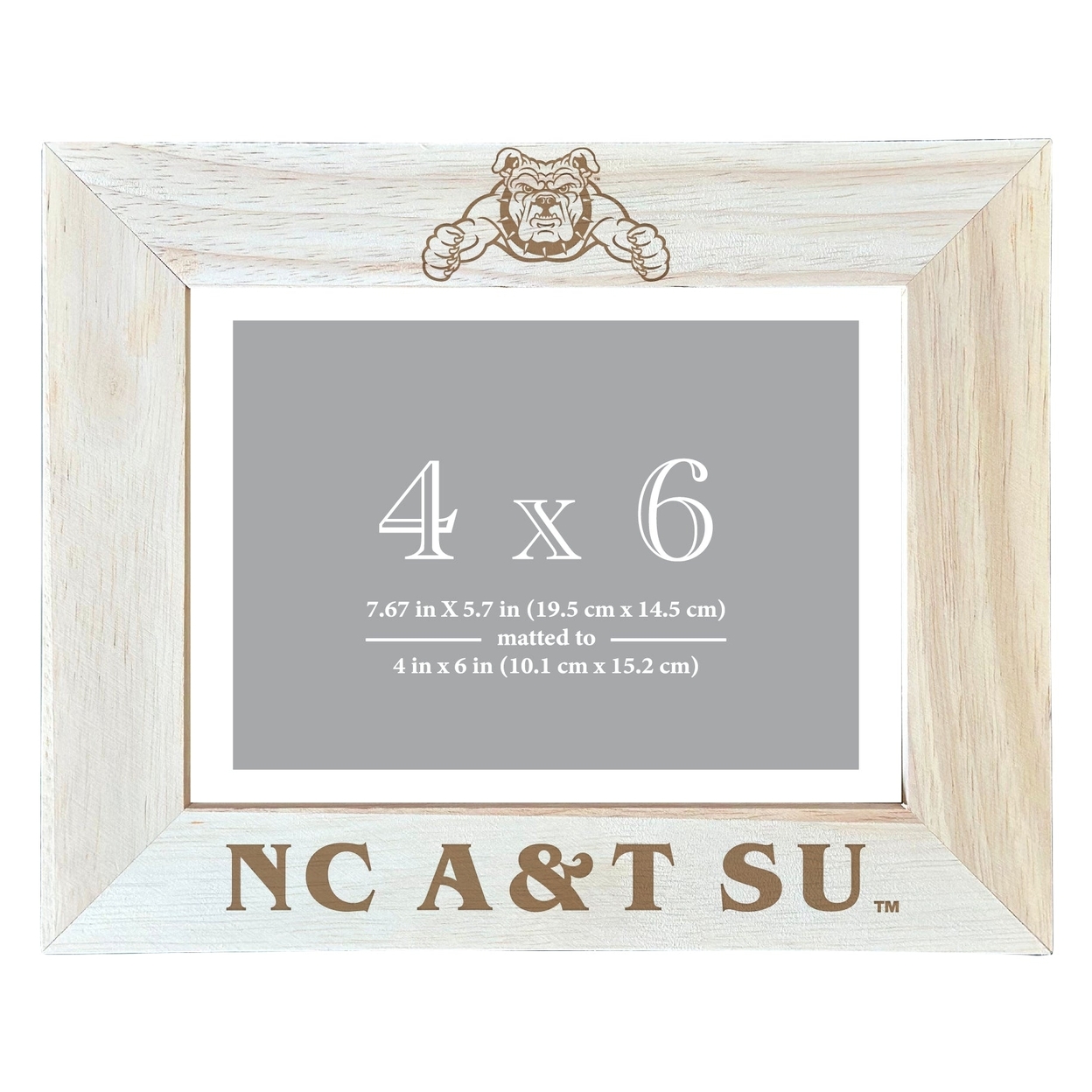 North Carolina A&T State Aggies Wooden Photo Frame Matted To 4 X 6 Inch - Etched