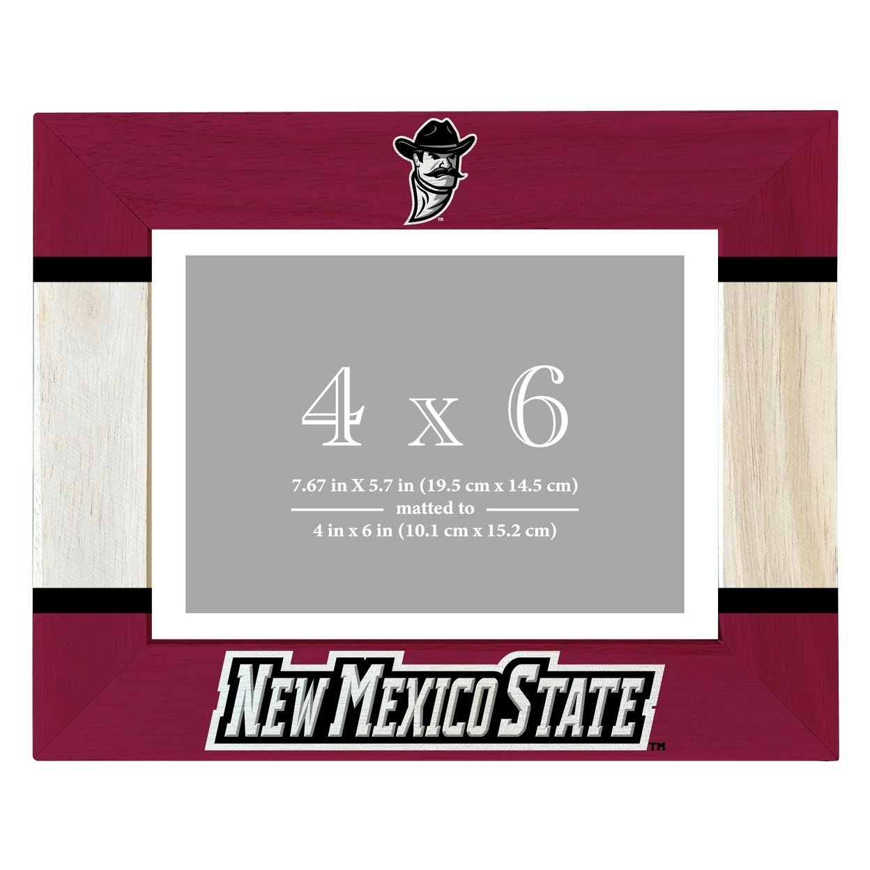 New Mexico State University Aggies Wooden Photo Frame Matted To 4 X 6 Inch - Printed