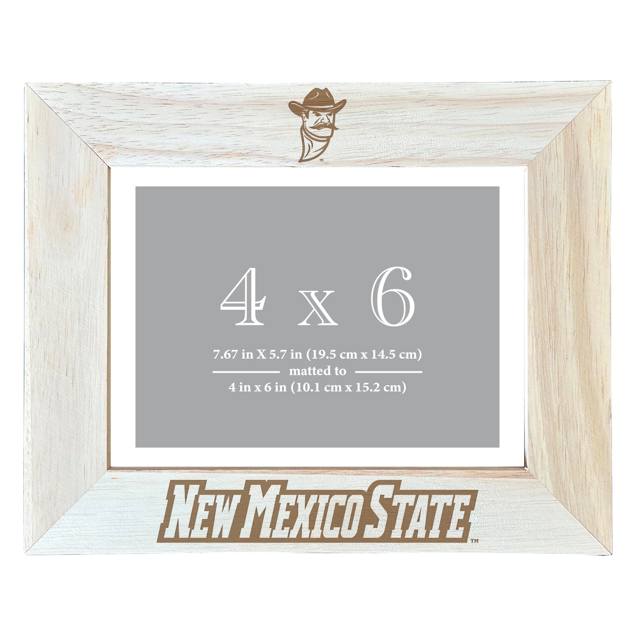 New Mexico State University Aggies Wooden Photo Frame Matted To 4 X 6 Inch - Etched