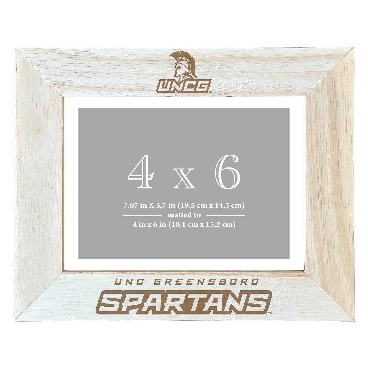 North Carolina Greensboro Spartans Wooden Photo Frame Matted To 4 X 6 Inch - Etched