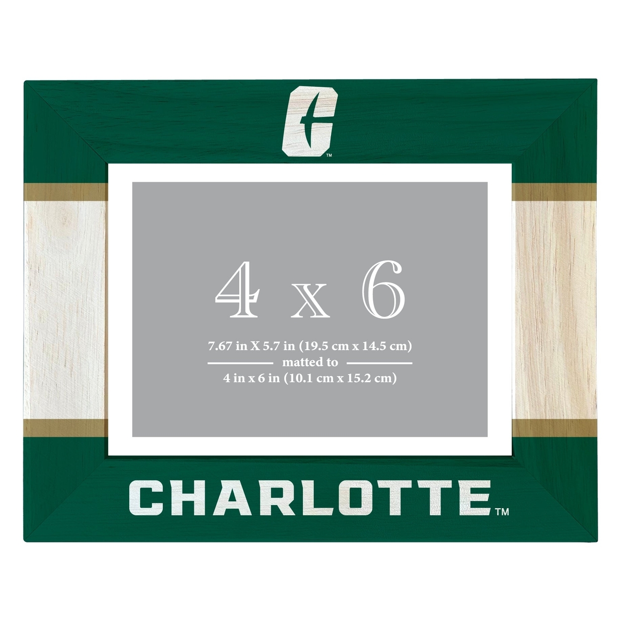 North Carolina Charlotte Forty-Niners Wooden Photo Frame Matted To 4 X 6 Inch - Printed