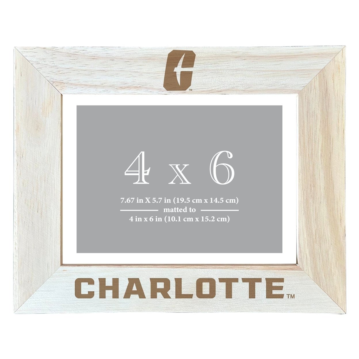 North Carolina Charlotte Forty-Niners Wooden Photo Frame Matted To 4 X 6 Inch - Etched
