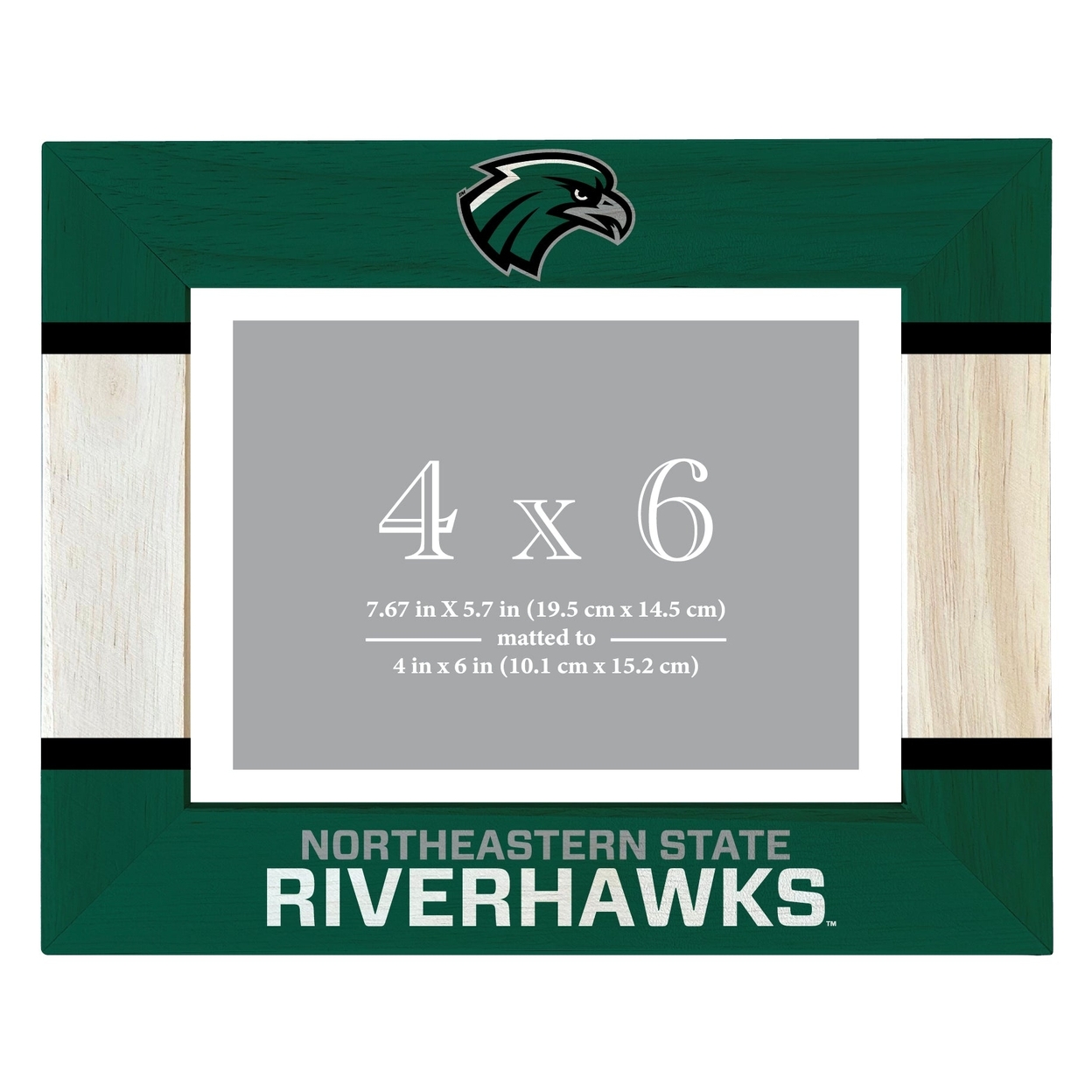 Northeastern State University Riverhawks Wooden Photo Frame Matted To 4 X 6 Inch - Printed