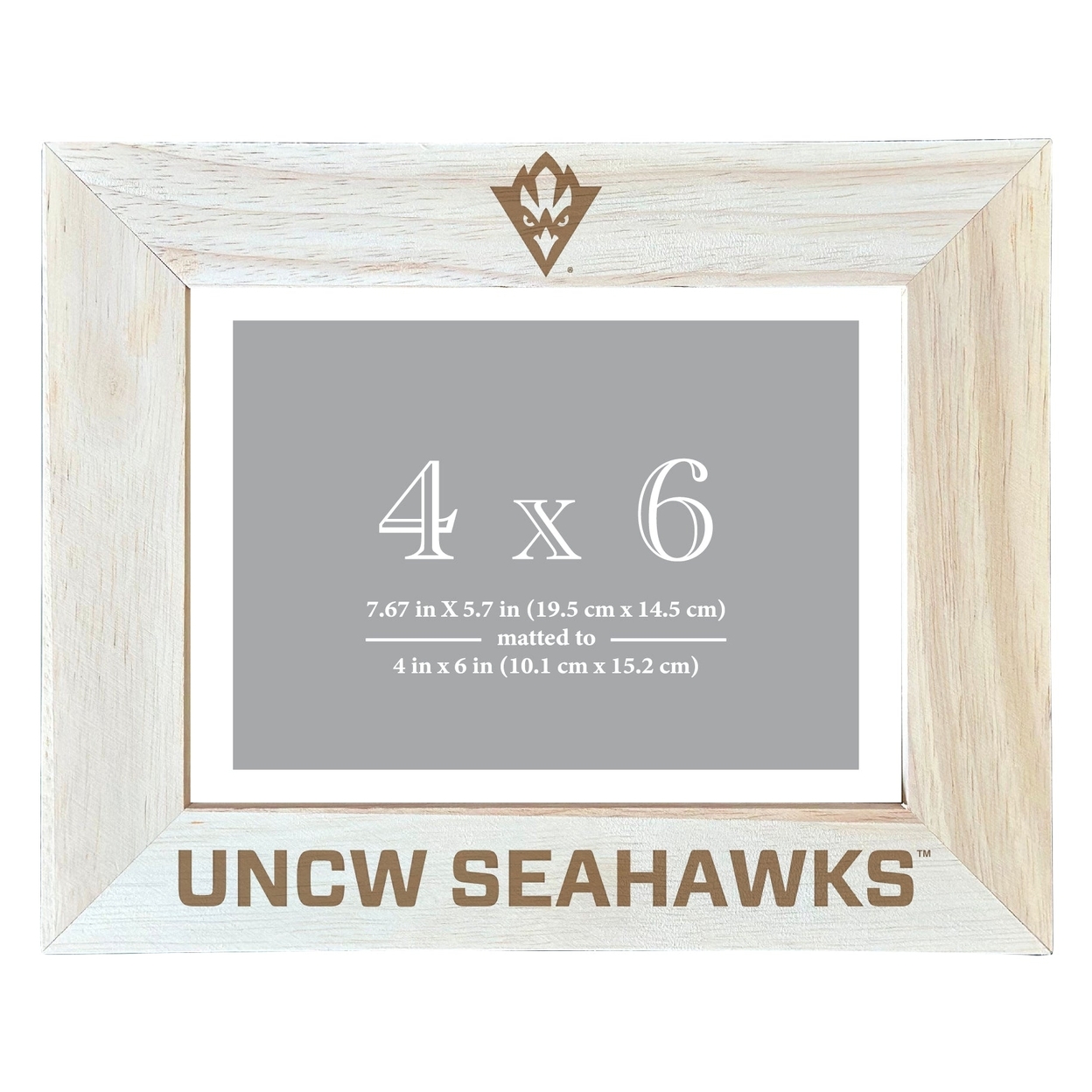 North Carolina Wilmington Seahawks Wooden Photo Frame Matted To 4 X 6 Inch - Etched