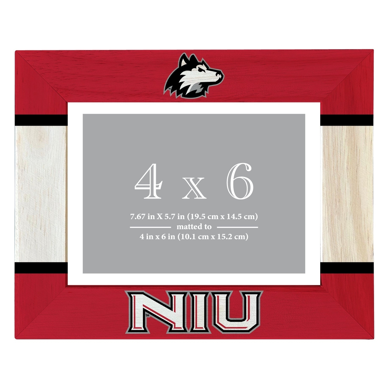 Northern Illinois Huskies Wooden Photo Frame Matted To 4 X 6 Inch - Printed