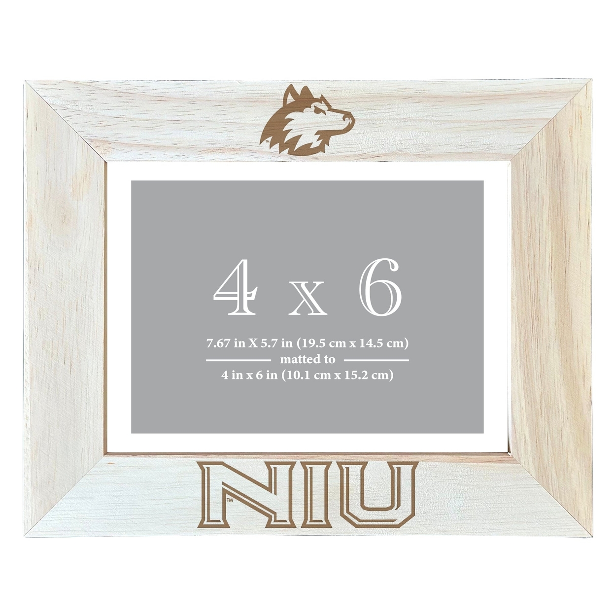 Northern Illinois Huskies Wooden Photo Frame Matted To 4 X 6 Inch - Etched