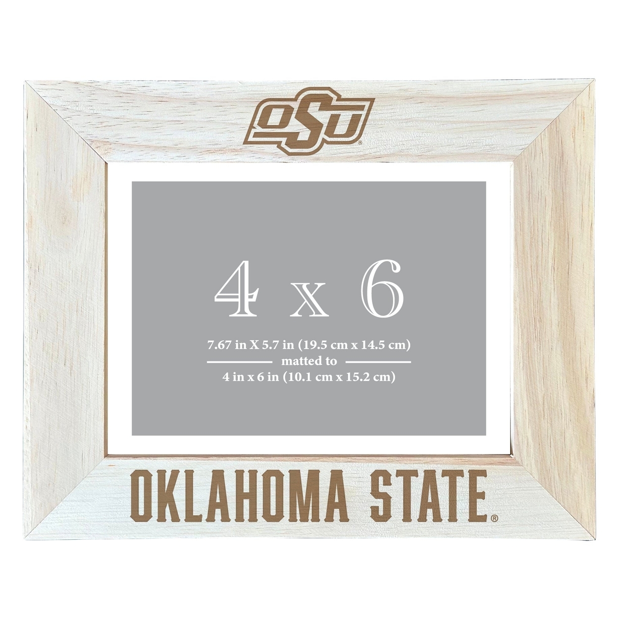 Oklahoma State Cowboys Wooden Photo Frame Matted To 4 X 6 Inch - Etched