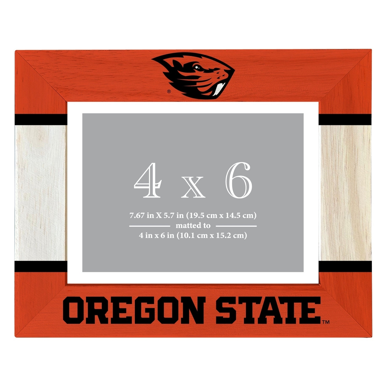 Oregon State Beavers Wooden Photo Frame Matted To 4 X 6 Inch - Printed