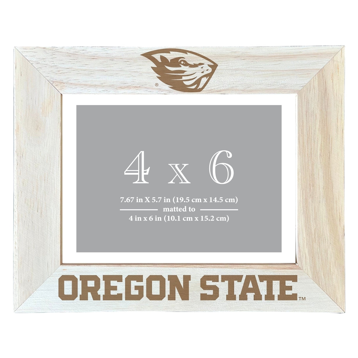Oregon State Beavers Wooden Photo Frame Matted To 4 X 6 Inch - Etched
