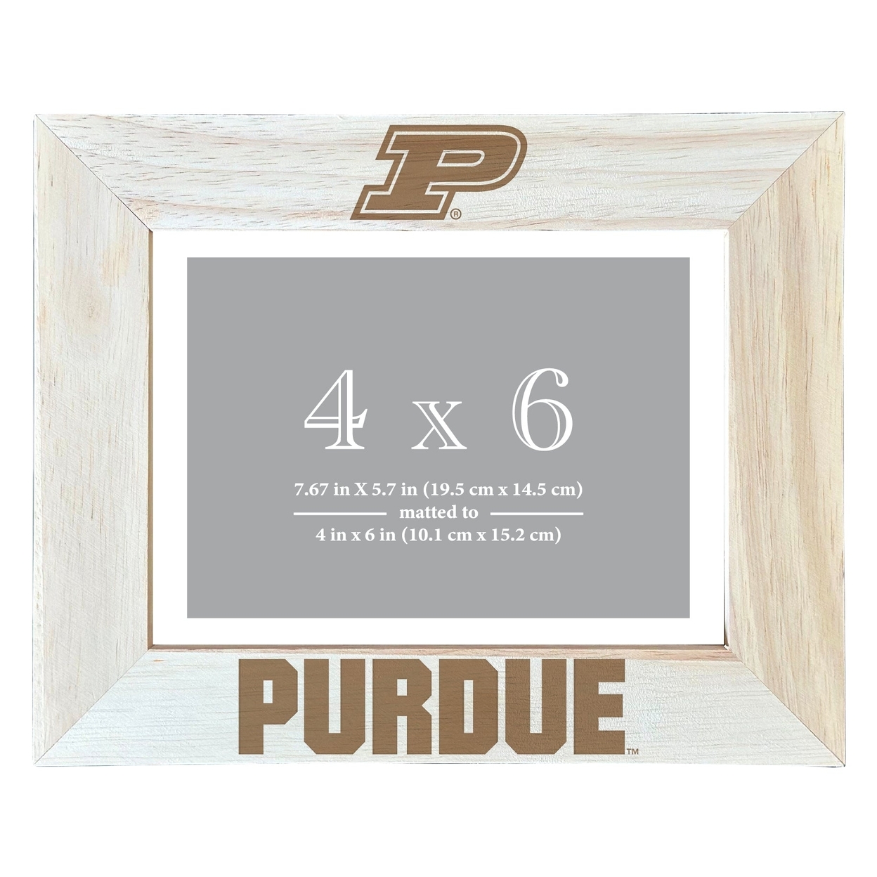 Purdue Boilermakers Wooden Photo Frame Matted To 4 X 6 Inch - Etched