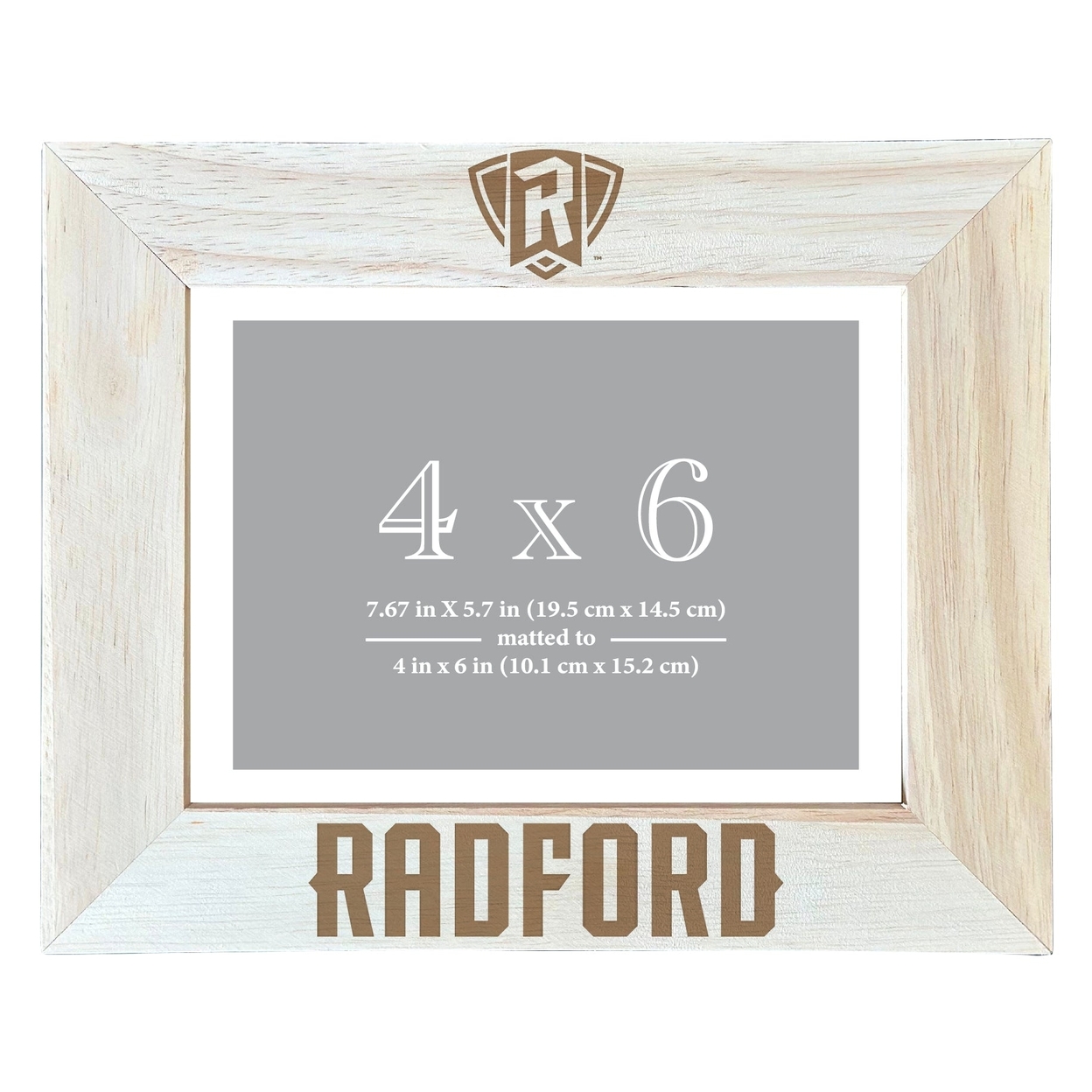 Radford UniversityHighlanders Wooden Photo Frame Matted To 4 X 6 Inch - Etched