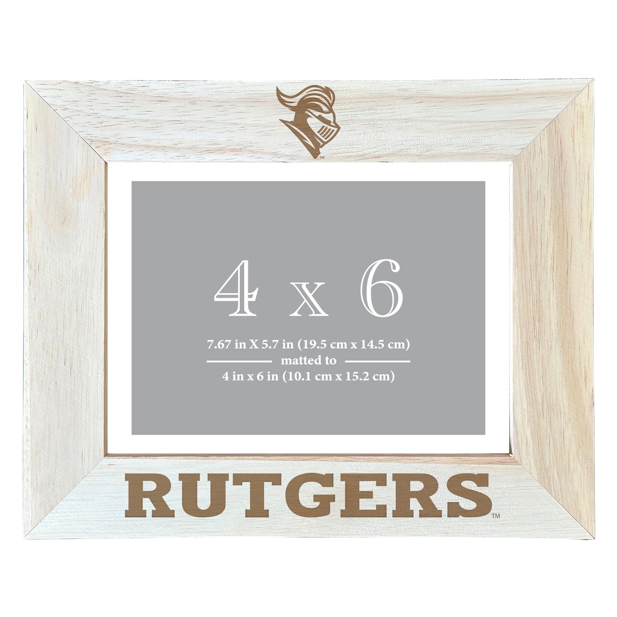 Rutgers Scarlet Knights Wooden Photo Frame Matted To 4 X 6 Inch - Etched