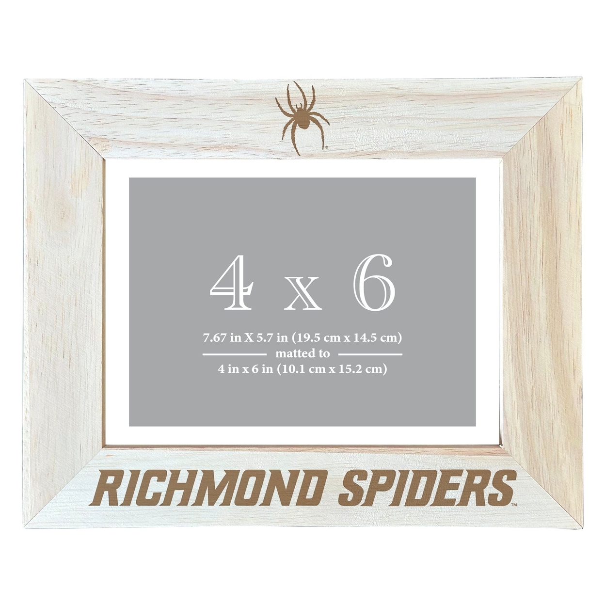 Richmond Spiders Wooden Photo Frame Matted To 4 X 6 Inch - Etched