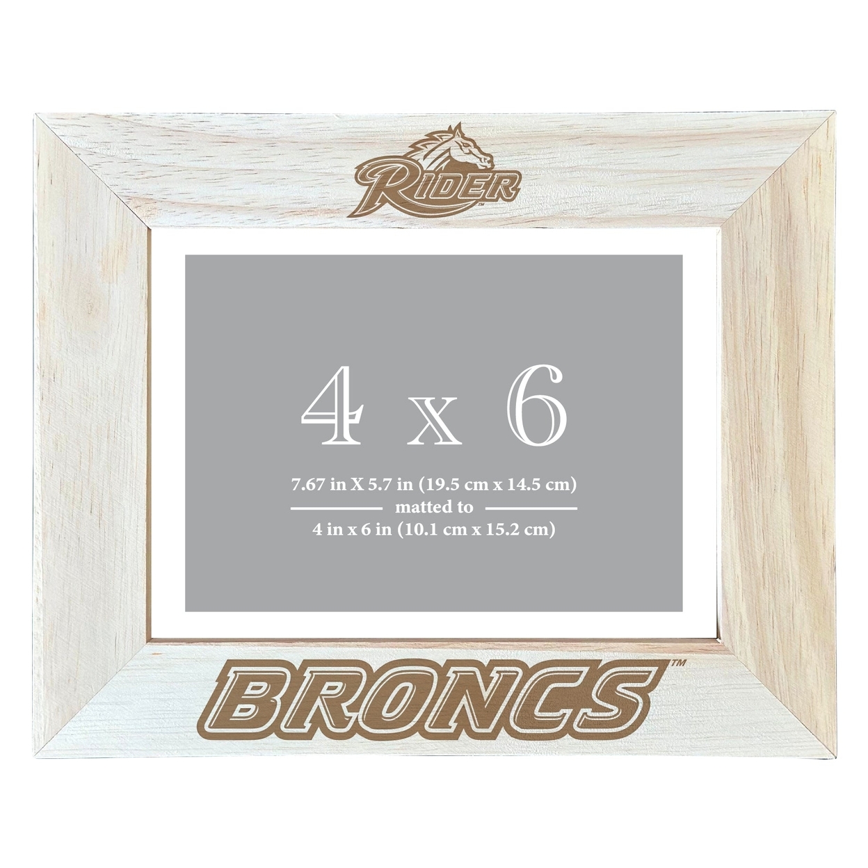 Rider University Broncs Wooden Photo Frame Matted To 4 X 6 Inch - Etched
