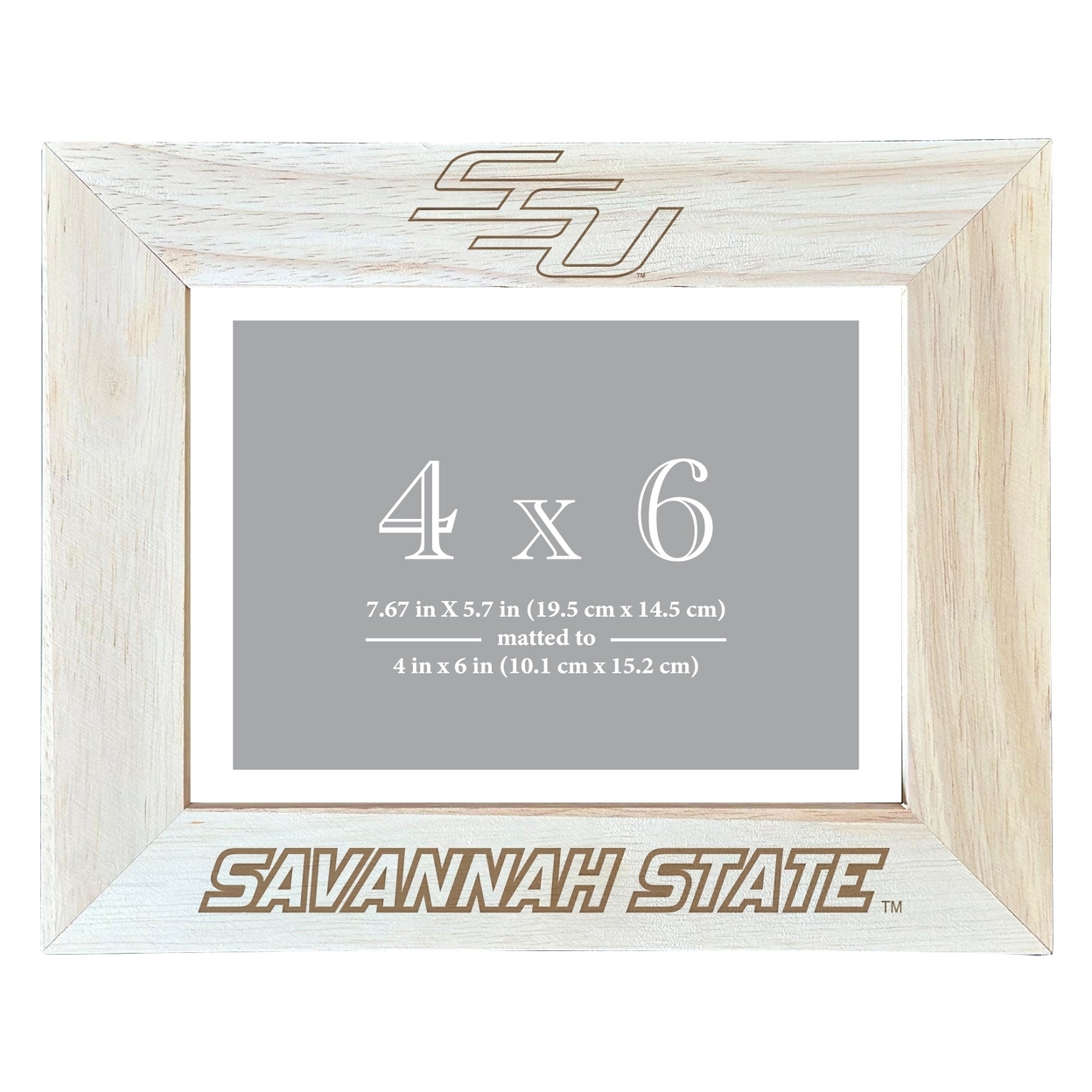 Savannah State University Wooden Photo Frame Matted To 4 X 6 Inch - Etched