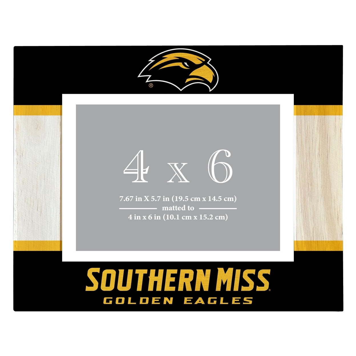 Southern Mississippi Golden Eagles Wooden Photo Frame Matted To 4 X 6 Inch - Printed
