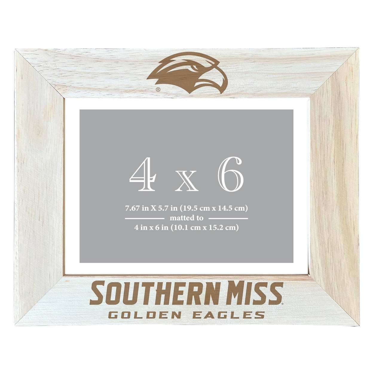 Southern Mississippi Golden Eagles Wooden Photo Frame Matted To 4 X 6 Inch - Etched