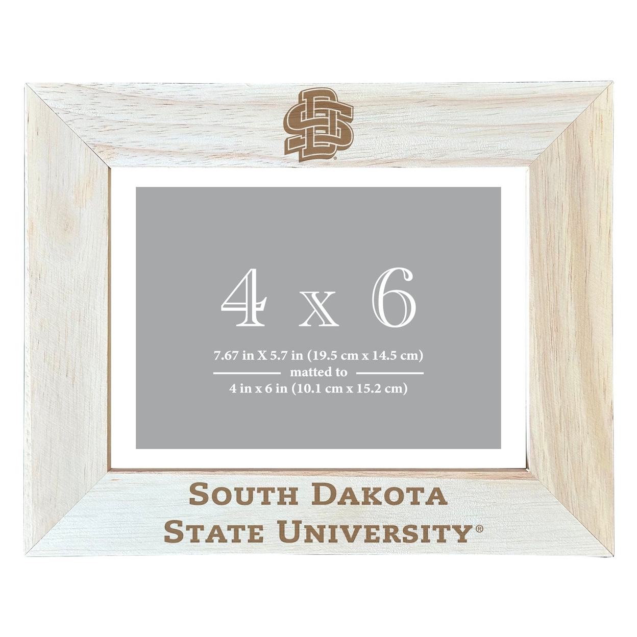 South Dakota State Jackrabbits Wooden Photo Frame Matted To 4 X 6 Inch - Etched
