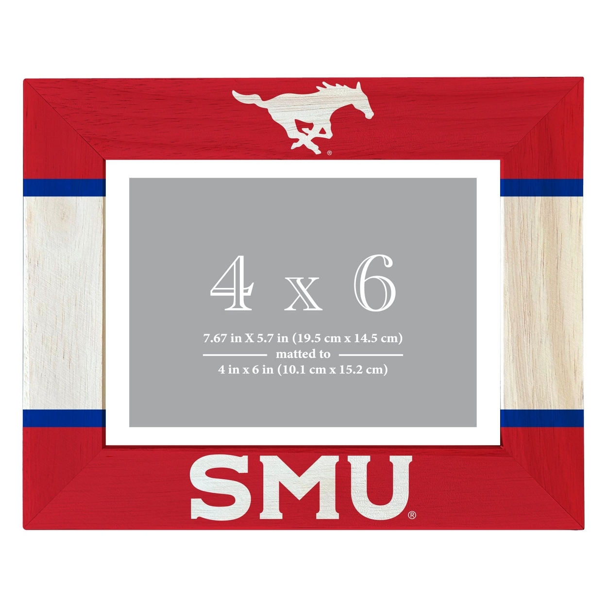 Southern Methodist University Wooden Photo Frame Matted To 4 X 6 Inch - Printed