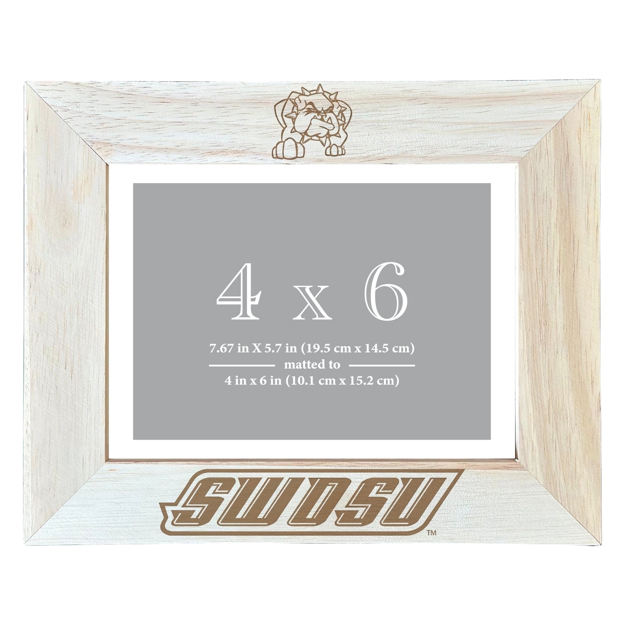 Southwestern Oklahoma State University Wooden Photo Frame Matted To 4 X 6 Inch - Etched
