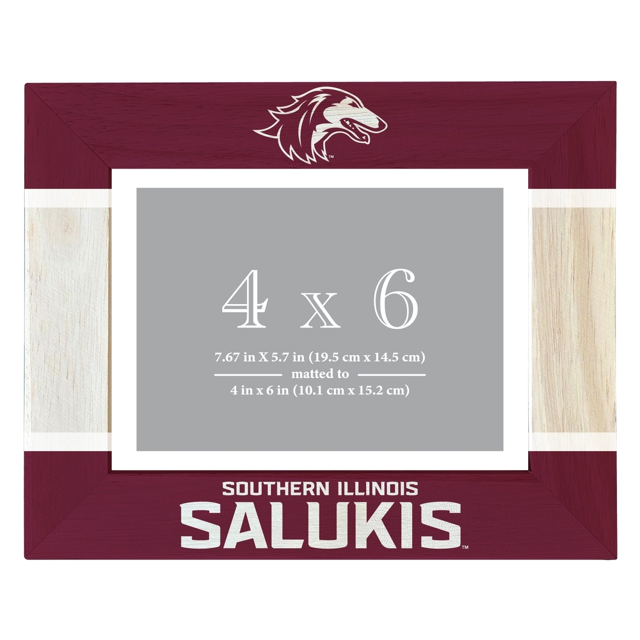 Southern Illinois Salukis Wooden Photo Frame Matted To 4 X 6 Inch - Printed