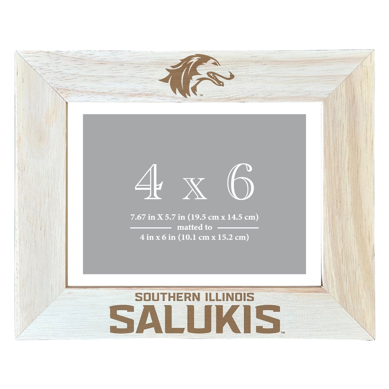 Southern Illinois Salukis Wooden Photo Frame Matted To 4 X 6 Inch - Etched