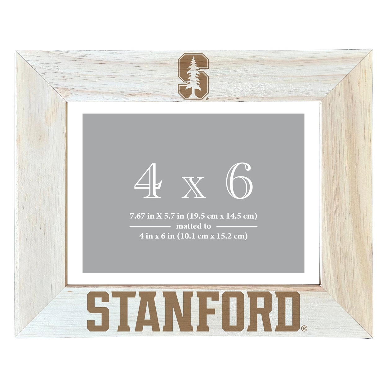 Stanford University Wooden Photo Frame Matted To 4 X 6 Inch - Etched