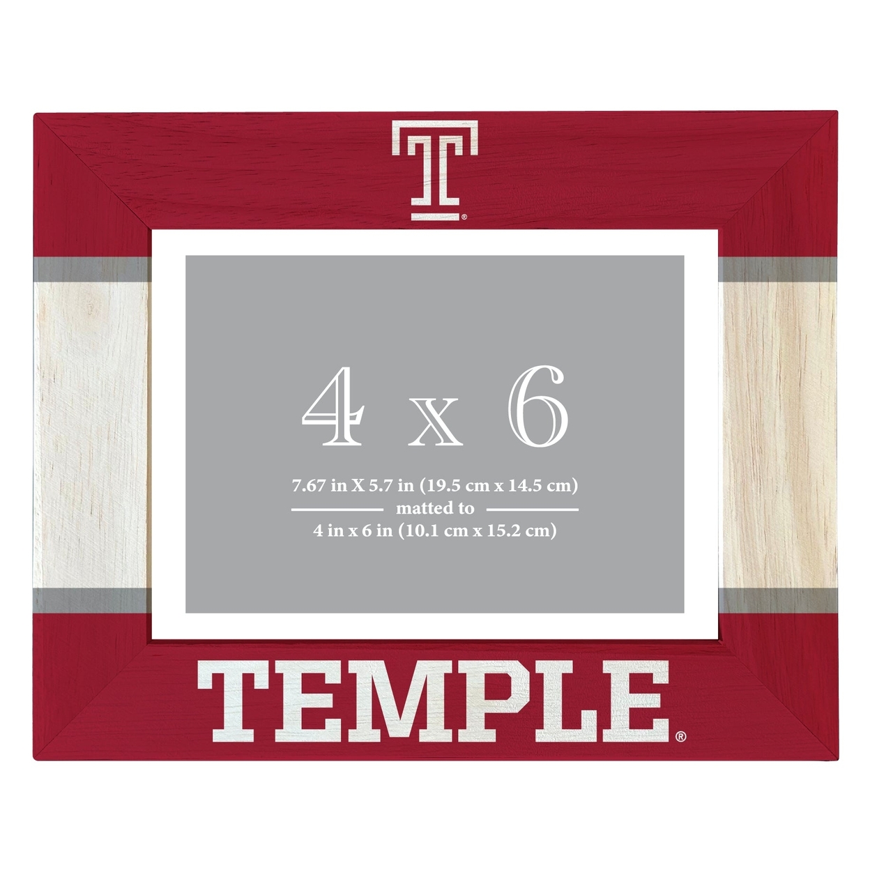 Temple University Wooden Photo Frame Matted To 4 X 6 Inch - Printed