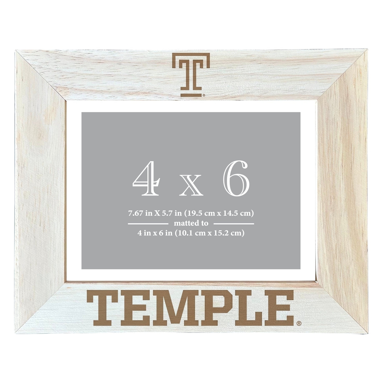 Temple University Wooden Photo Frame Matted To 4 X 6 Inch - Etched