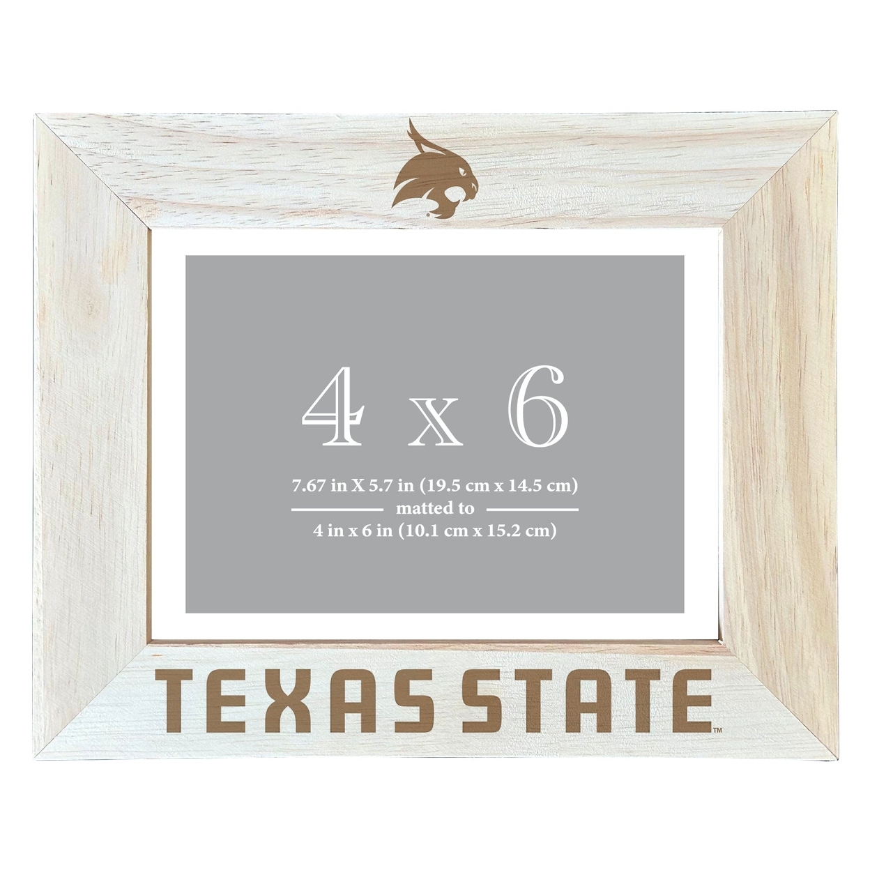 Texas State Bobcats Wooden Photo Frame Matted To 4 X 6 Inch - Etched