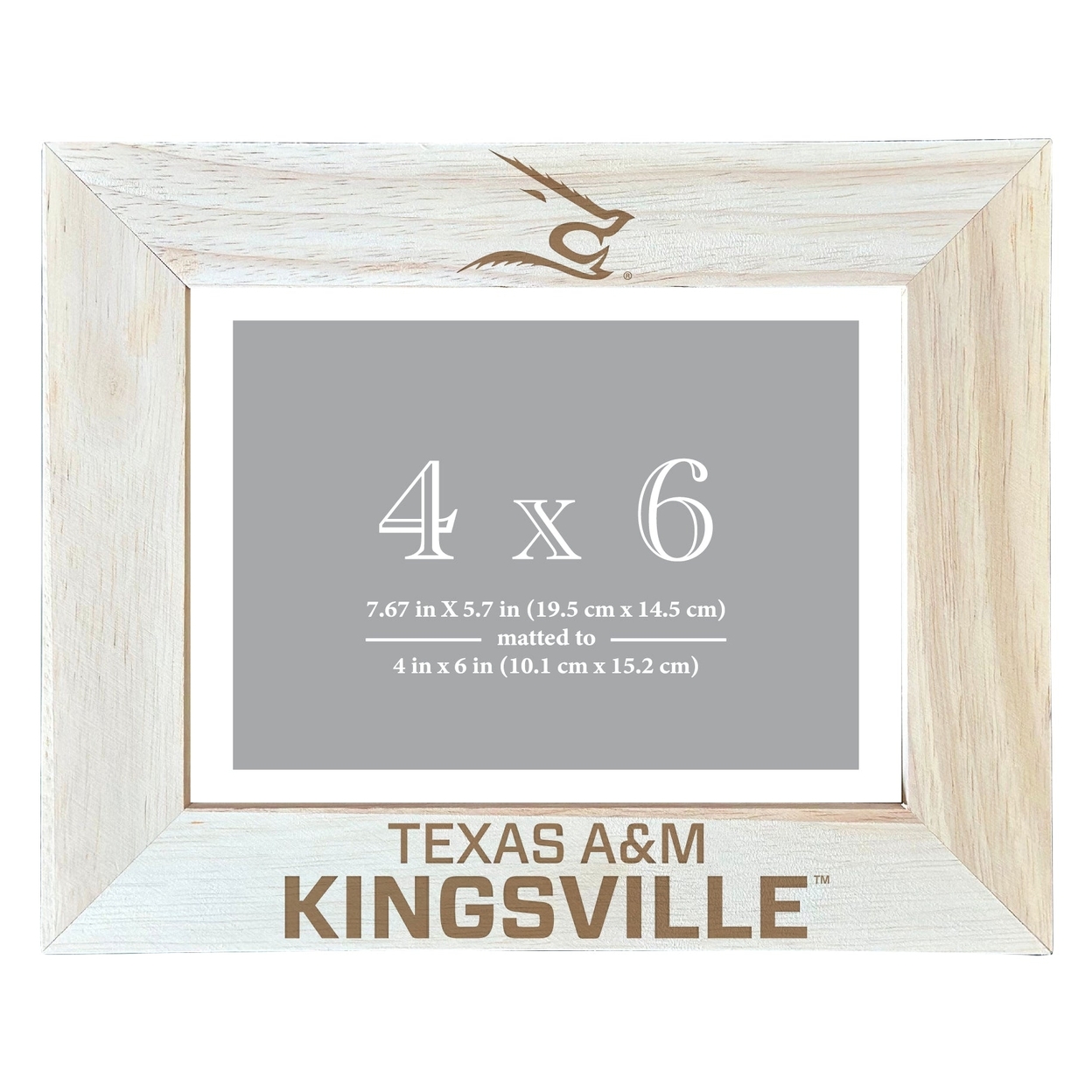 Texas A&M Kingsville Javelinas Wooden Photo Frame Matted To 4 X 6 Inch - Etched