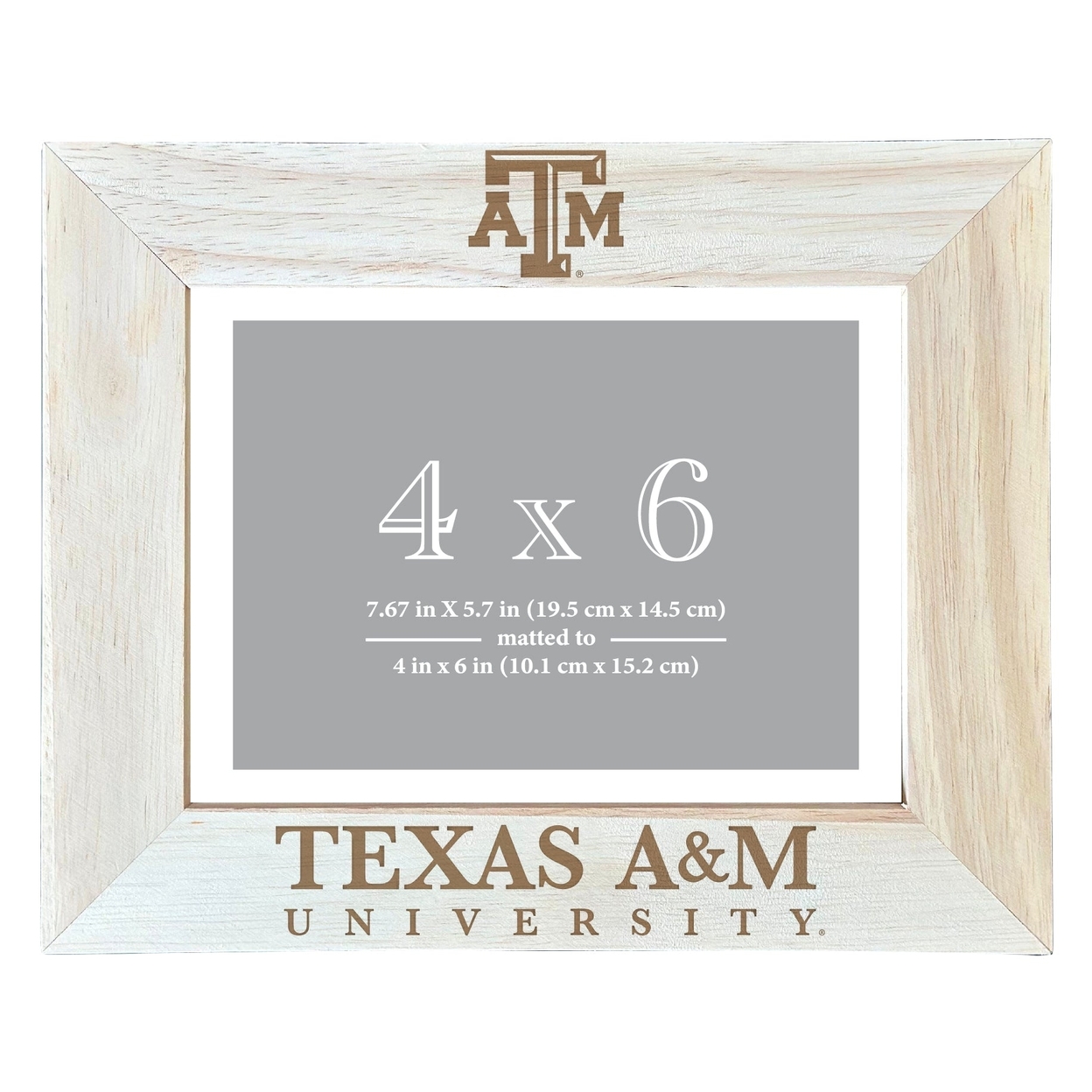 Texas A&M Aggies Wooden Photo Frame Matted To 4 X 6 Inch - Etched