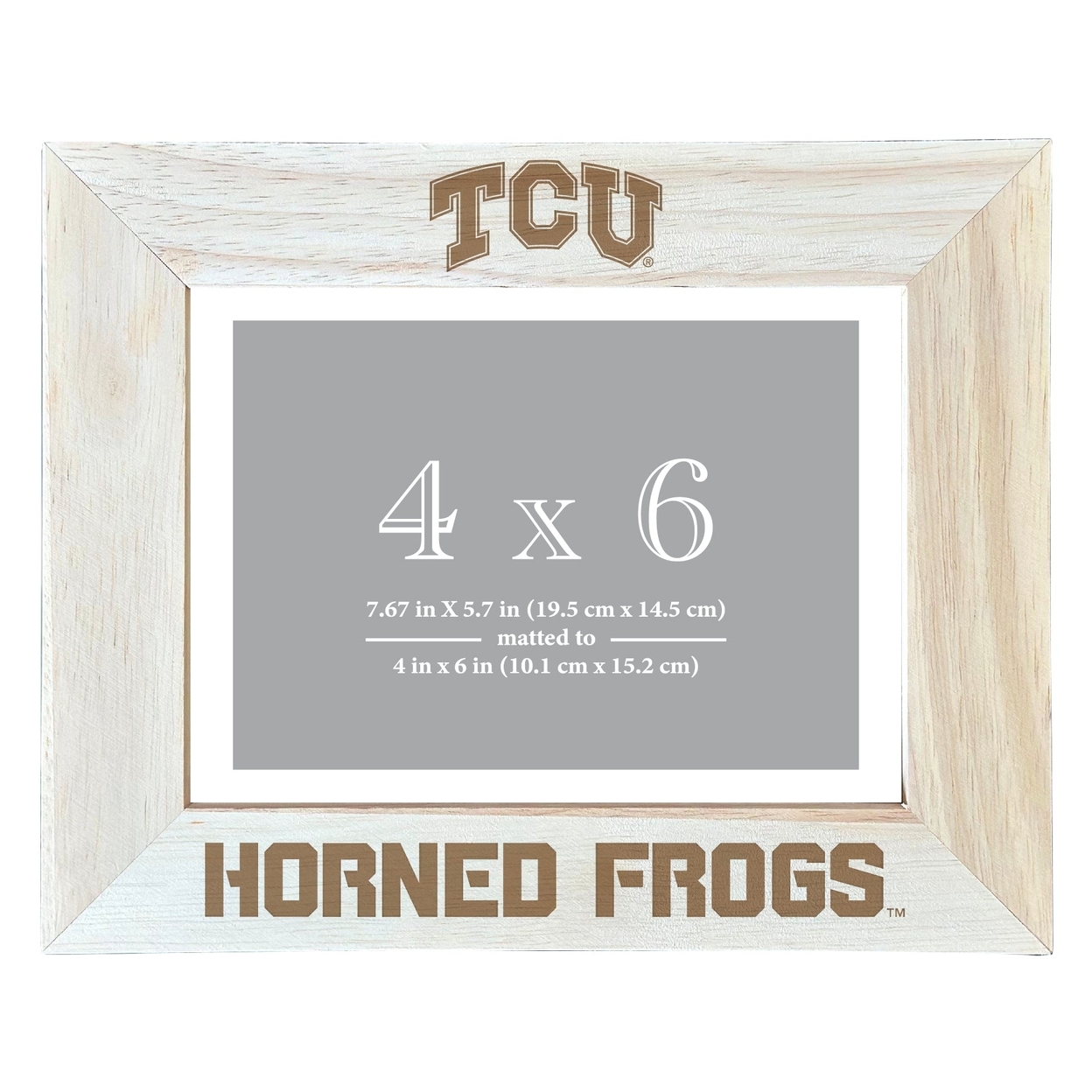 Texas Christian University Wooden Photo Frame Matted To 4 X 6 Inch - Etched