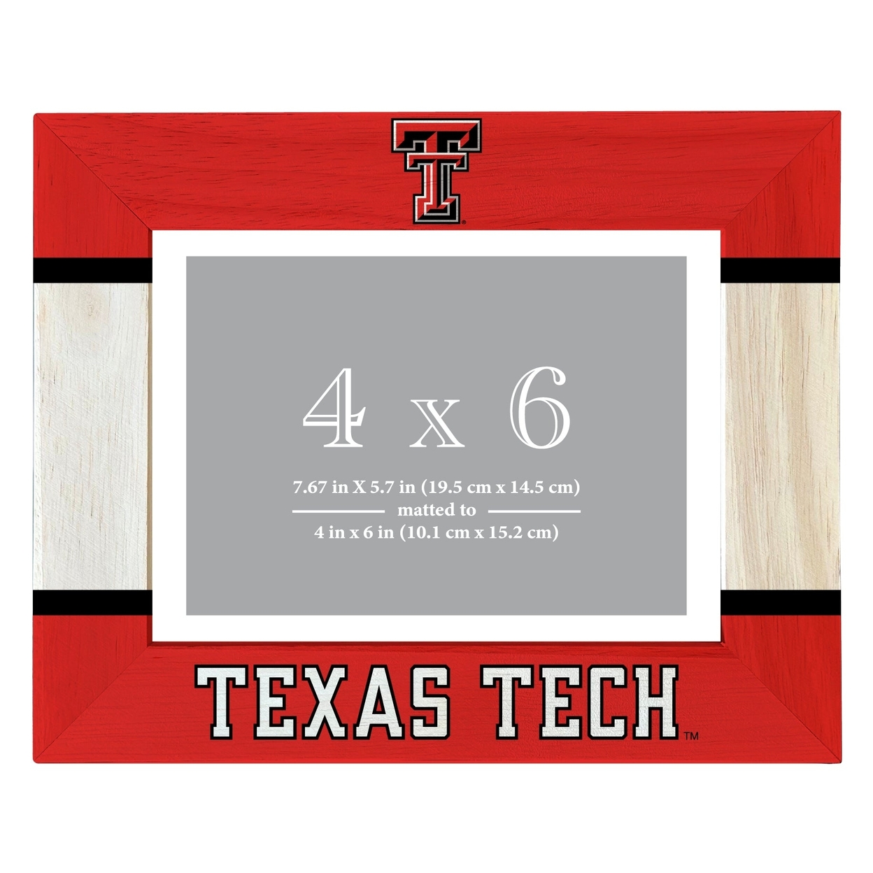Texas Tech Red Raiders Wooden Photo Frame Matted To 4 X 6 Inch - Printed