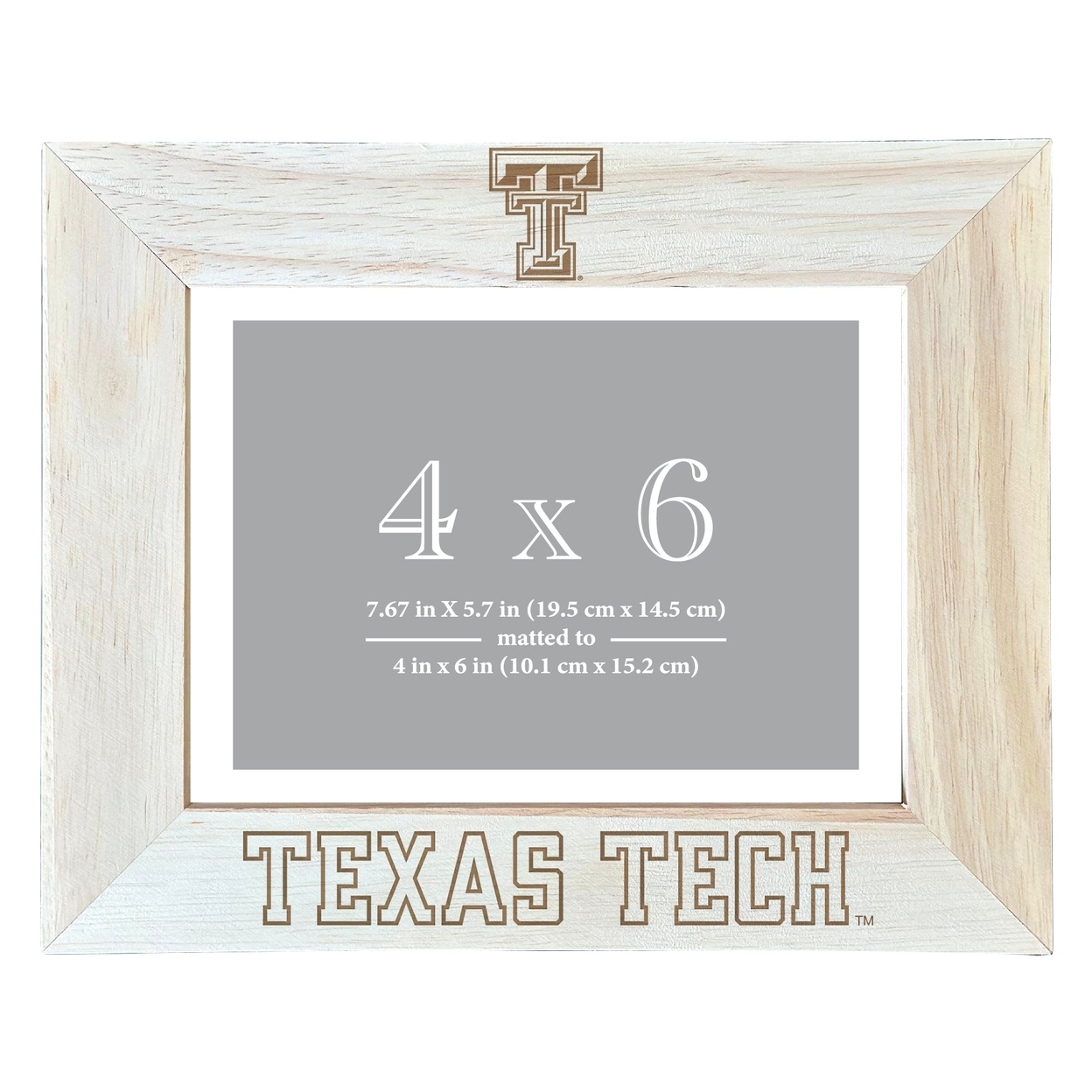 Texas Tech Red Raiders Wooden Photo Frame Matted To 4 X 6 Inch - Etched