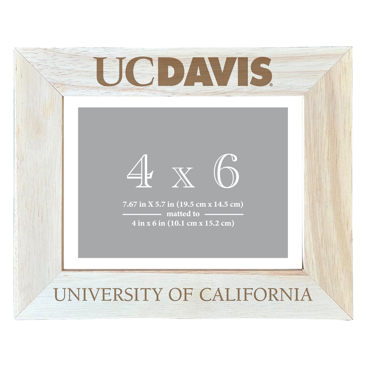 UC Davis Aggies Wooden Photo Frame Matted To 4 X 6 Inch - Etched
