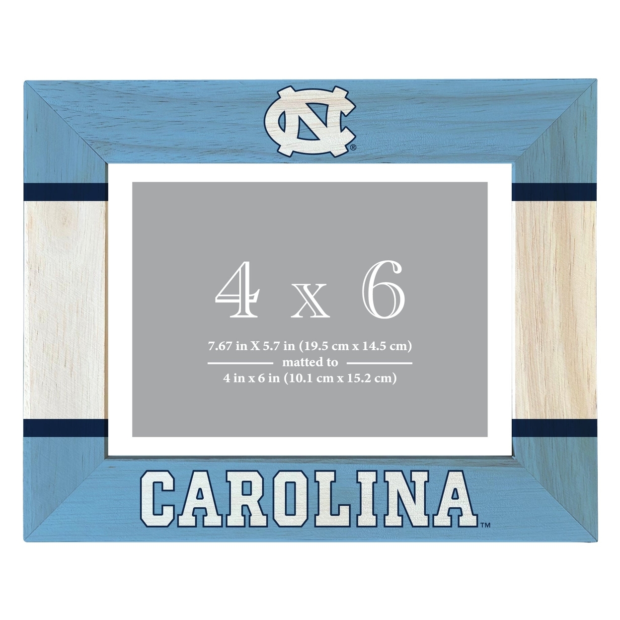UNC Tar Heels Wooden Photo Frame Matted To 4 X 6 Inch - Printed