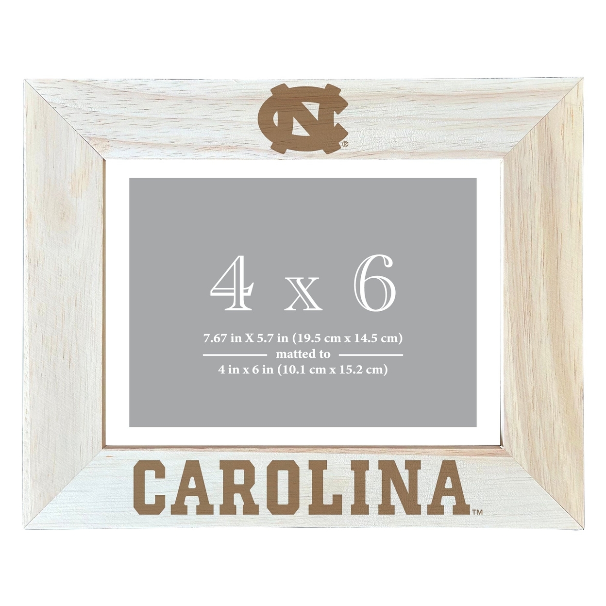 UNC Tar Heels Wooden Photo Frame Matted To 4 X 6 Inch - Etched