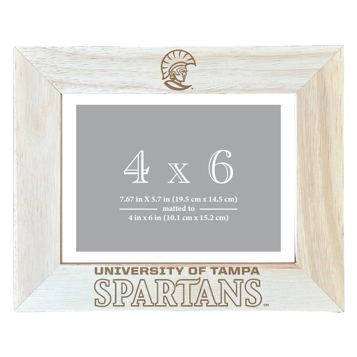 University Of Tampa Spartans Wooden Photo Frame Matted To 4 X 6 Inch - Etched
