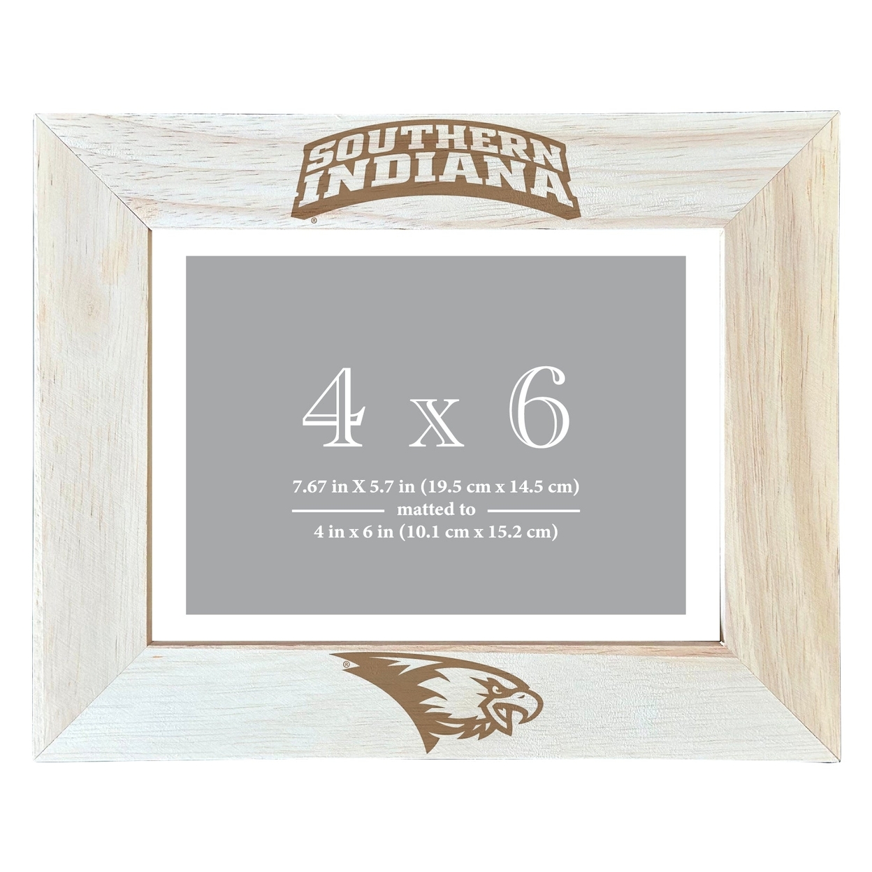 University Of Southern Indiana Wooden Photo Frame Matted To 4 X 6 Inch - Etched