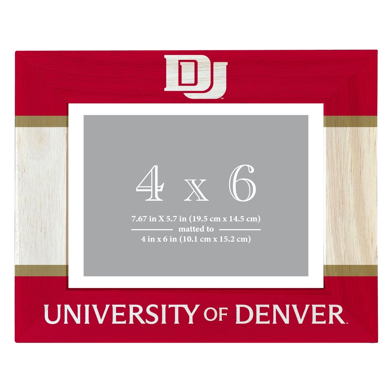 University Of Denver Pioneers Wooden Photo Frame Matted To 4 X 6 Inch - Printed