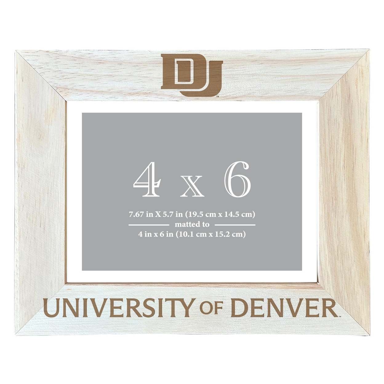 University Of Denver Pioneers Wooden Photo Frame Matted To 4 X 6 Inch - Etched