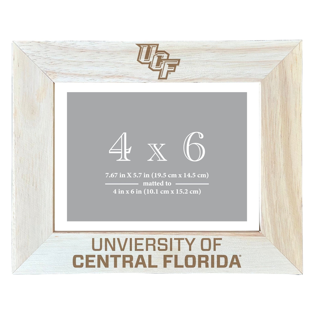 Unviersity Of Central Florida Knights Wooden Photo Frame Matted To 4 X 6 Inch - Etched