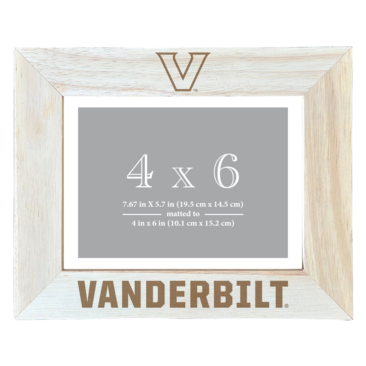 Vanderbilt University Wooden Photo Frame Matted To 4 X 6 Inch - Etched