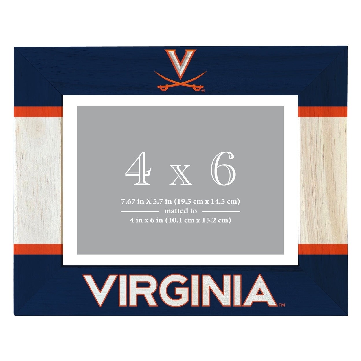 Virginia Cavaliers Wooden Photo Frame Matted To 4 X 6 Inch - Printed